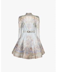 Zimmermann - Paisley Eden Belted Flower-And-Paisley-Print Linen And Silk-Blend Mini Dress - Lyst