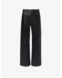 Reformation - Veda Kennedy Wide-leg High-rise Leather Trousers - Lyst