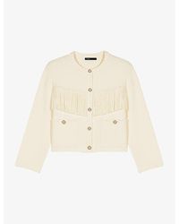 Maje - Tassel-Embellished Long-Sleeve Cotton-Blend Cardigan - Lyst