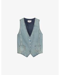 Zadig & Voltaire - Gillier V-Neck Patch-Pocket Denim Waistcoat - Lyst