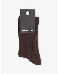 Whistles - Classic Ribbed Stretch-Cotton Socks - Lyst
