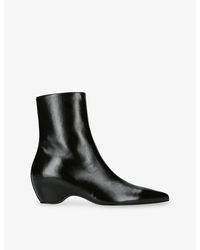 KHAITE - Sybil 40 Glazed-Leather Ankle Boots - Lyst