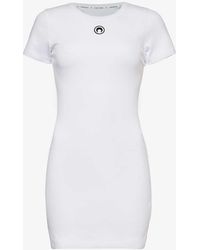 Marine Serre - Moon-embroidered Slim-fit Cotton-jersey Mini Dress - Lyst