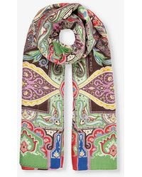 Etro - Paisley-print Fringed Cashmere And Silk-blend Scarf - Lyst