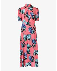 Ro&zo - Twist -neck Floral-print Woven Maxi Dress - Lyst