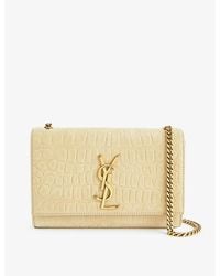 Saint Laurent - Kate Croc-embossed Leather Wallet-on-chain - Lyst