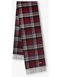 Mulberry - Checked Logo-embroidered Wool Scarf - Lyst