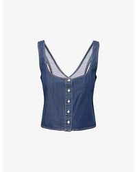 GOOD AMERICAN - Scoop-Neck Button-Front Denim Tank Top - Lyst