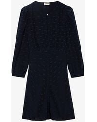 Zadig & Voltaire - Rhodri Jacquard-wing Long-sleeve Silk Mini Dress - Lyst
