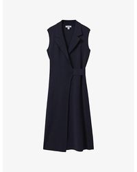 Reiss - Vy Elle Wrap-front Sleeveless Knitted Midi Dress - Lyst
