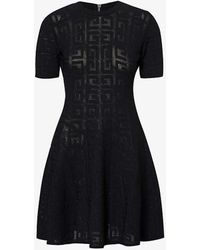 Givenchy - Monogrammed Short-sleeved Knitted Mini Dress - Lyst