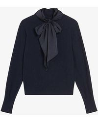 Ted Baker - Alisiya Bow-embellished Long-sleeve Cashmere-blend Jumper - Lyst