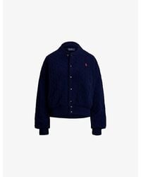 Polo Ralph Lauren - Logo-Embroidered Cable-Knit Wool And Cashmere-Blend Bomber Jacket - Lyst