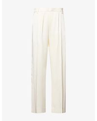 Victoria Beckham - Relaxed Curved-Leg Crepe-Back Satin Trousers - Lyst