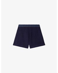 Sandro - High-Rise Denim-Trim Crochet Shorts - Lyst