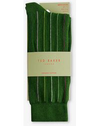 Ted Baker - Sokkthr Stripe-embroidered Stretch-cotton Socks - Lyst