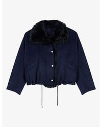 Maje - Double-Faced Contrast-Collar Wool-Blend Coat - Lyst