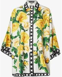 Dolce & Gabbana - Rose-print Silk Shirt - Lyst