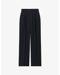 Reiss - Eden Elasticated-Waist Wide-Leg Twill Trousers - Lyst