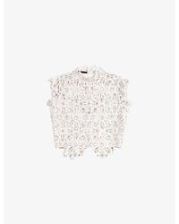 Maje - Floral Sequin-embroidered Crochet-cotton Top - Lyst