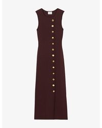 Claudie Pierlot - Sleeveless Button-Front Knitted Midi Dress - Lyst