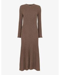 Whistles - Willow Ribbed Cotton-Cashmere Knitted Midi Dress - Lyst