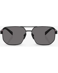 Prada Linea Rossa - Ps 51zs Pilot-frame Metal Sunglasses - Lyst
