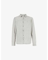 AllSaints - Washed Gleason Logo-Embroidered Denim Shirt - Lyst
