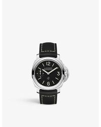 Panerai - Pam01084 Luminor Logo Stainless-steel And Leather Hand-wound Watch - Lyst