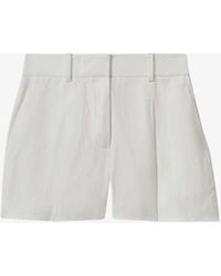 Reiss - Lori Front-pleat High-rise Linen-blend Shorts - Lyst