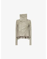Rick Owens - Naska Funnel-Neck Leather Biker Jacket - Lyst