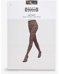 Wolford - Logo-waistband Stretch-woven Tights - Lyst