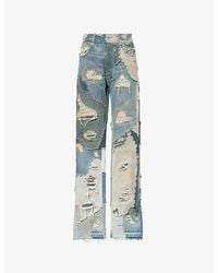 Who Decides War - Distressed-Patchwork Denim Jeans - Lyst