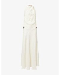 Siedres - Jeanne Halterneck Jacquard Satin Maxi Dress - Lyst