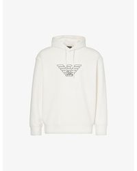 Emporio Armani - Logo-embroidered Relaxed-fit Stretch-cotton Blend Hoody - Lyst