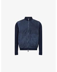 Corneliani - Knitted-Sleeve Regular-Fit Suede Jacket - Lyst