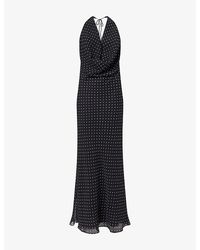 ROTATE BIRGER CHRISTENSEN - Draped Halterneck Chiffon Maxi Dress - Lyst