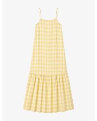 Ro&zo - Cheesecloth-Check Tiered Cotton And Linen-Blend Maxi Dress - Lyst