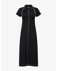 ME+EM - Contrast-Stitch Fit-And-Flare Jersey Midi Dress - Lyst