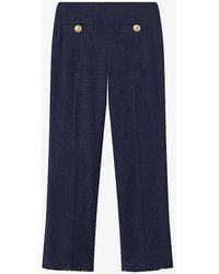 LK Bennett - Alexa High-rise Button-embellished Stretch-woven Trousers - Lyst
