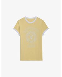 Zadig & Voltaire - Walk Graphic-print Short-sleeve Cotton-blend T-shirt - Lyst
