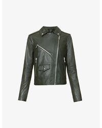 Whistles - Agnes Zip-Through Leather Biker Jacket - Lyst