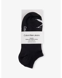 Calvin Klein - Sneaker Brand-Print Pack Of Two Stretch-Cotton Blend Socks - Lyst