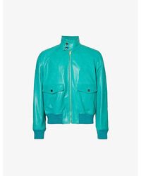 Bally - Funnel-neck Raglan-sleeved Regular-fit Leather Blouson Jacket - Lyst