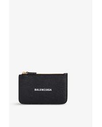 Balenciaga - Logo-print Leather Card Holder - Lyst