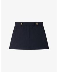 Sandro - Striped Flared-Cut Stretch Wool-Blend Mini Skirt - Lyst