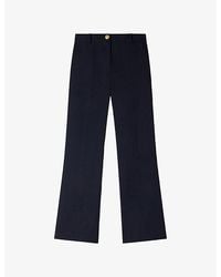 Sandro - Wide-Leg High-Rise Wool-Blend Trousers - Lyst