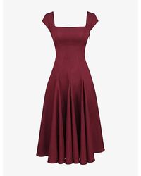 House Of Cb - Raisa Lace-Back Twill Midi Dress - Lyst