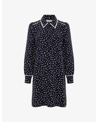 Phase Eight - Collared Spot-Print Woven Tunic Mini Dress - Lyst