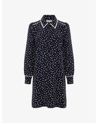 Phase Eight - Collared Spot-Print Woven Tunic Mini Dress - Lyst